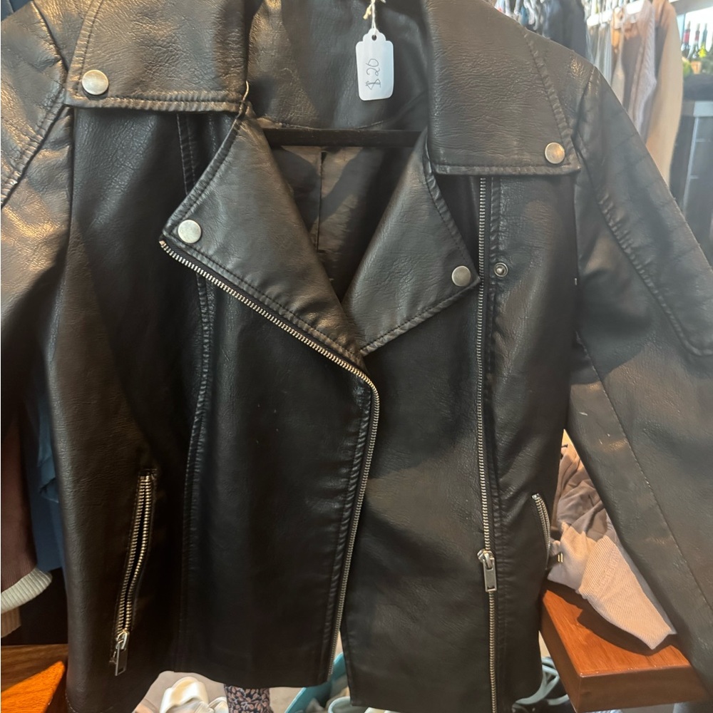 Black Vintage Faux Leather Jacket